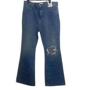 Forever 21 Blue Flare Jeans with Distressed Detail